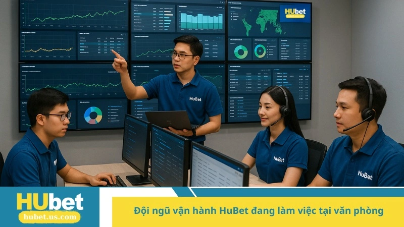 Đội ngũ vận hành HuBet đang làm việc tại văn phòng
