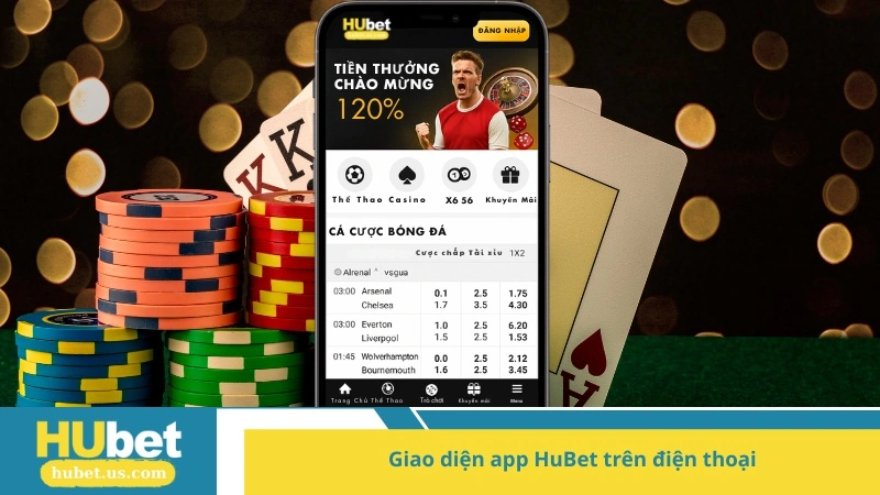 giao diện app HuBet trên điện thoại