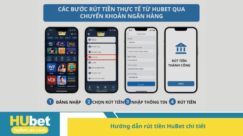 Hướng dẫn rút tiền HuBet chi tiết